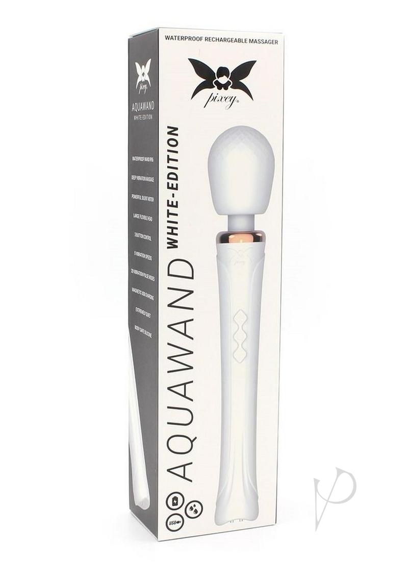 Pixey Aquawand Rechargeable Silicone Body Wand - White Edition