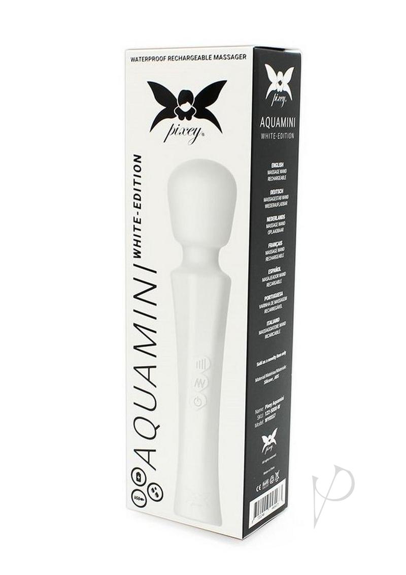 Pixey Aquamini Rechargeable Silicone Body Wand - White Edition