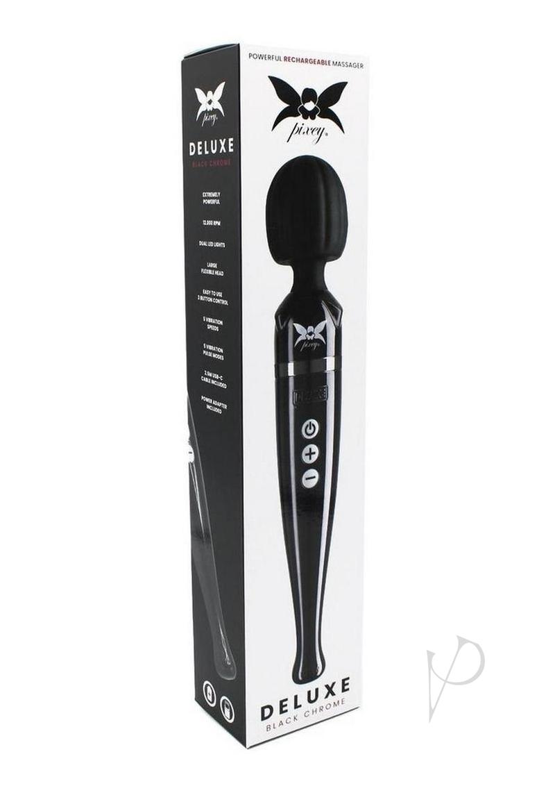 Pixey Deluxe Rechargeable Wand - Black Chrome