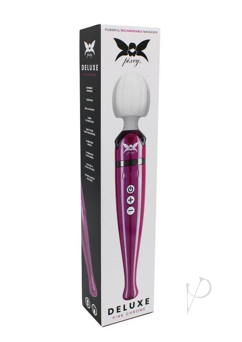 Pixey Deluxe Rechargeable Wand - Pink Chrome