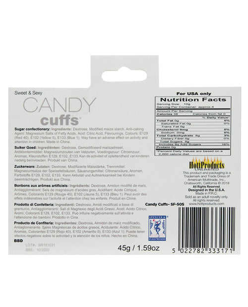 Candy Cuffs Flavored Assorted Colors (1 per box)