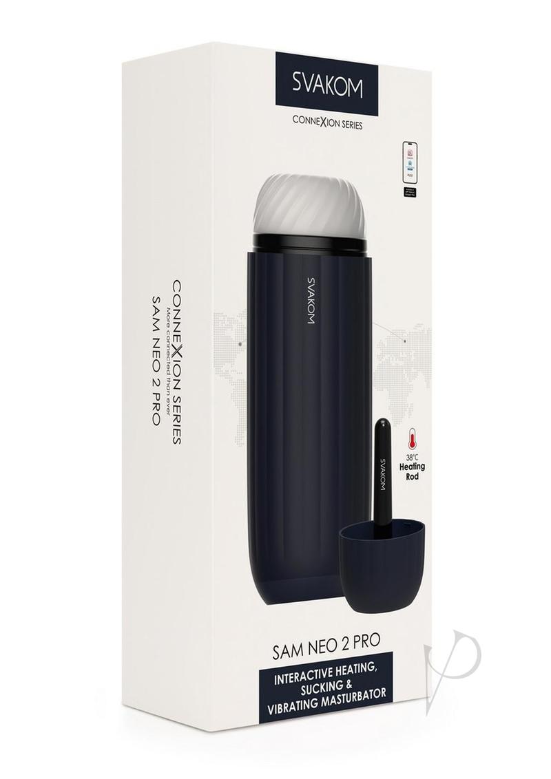Svakom Sam Neo 2 Pro Silicone App Control Rechargeable Heating Masturbator - Navy Blue