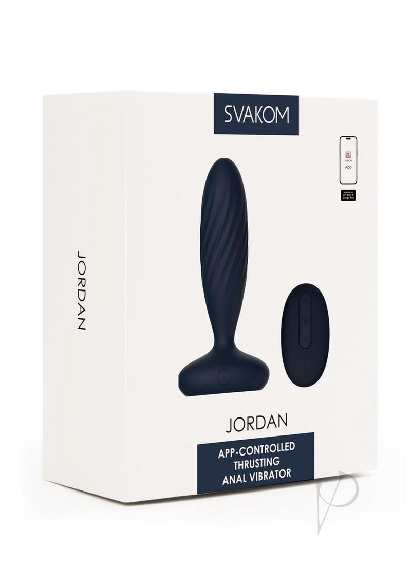 Svakom Jordan Rechargeable Silicone App Control Thrusting Anal Plug - Navy Blue