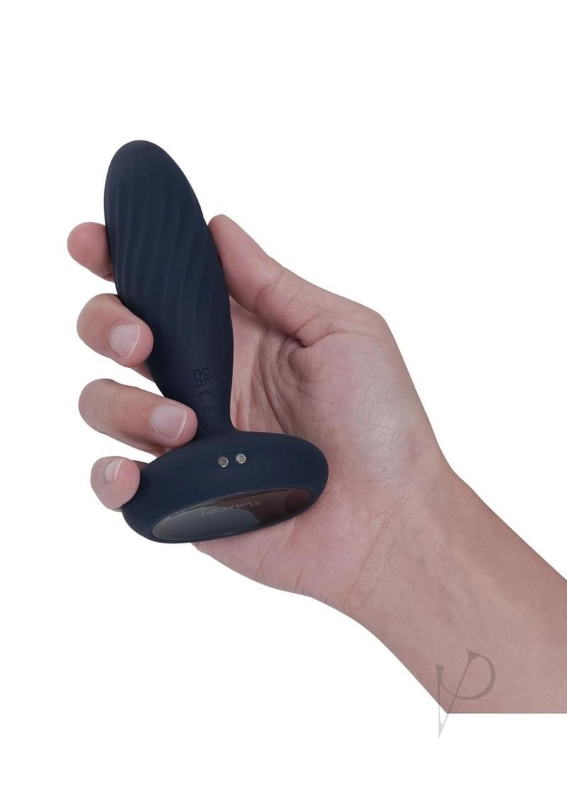 Svakom Jordan Rechargeable Silicone App Control Thrusting Anal Plug - Navy Blue
