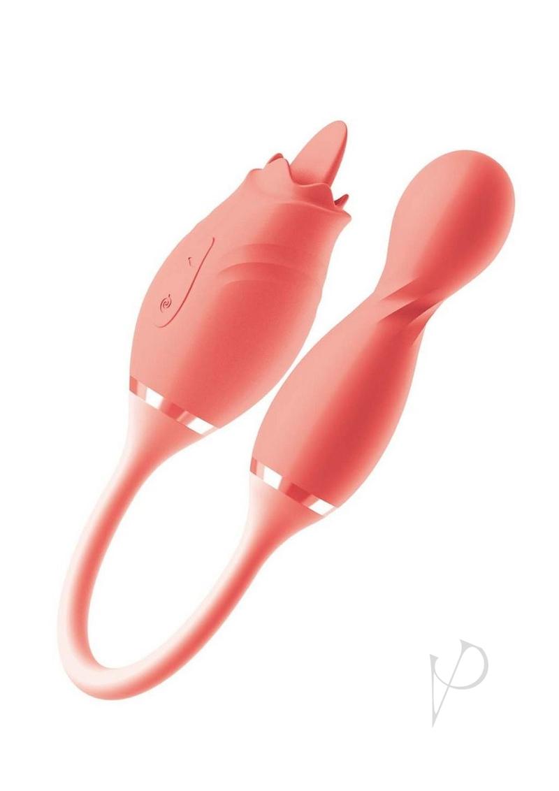Blaze Exciter Rechargeable Silicone Dual Stimulating Vibrator - Coral