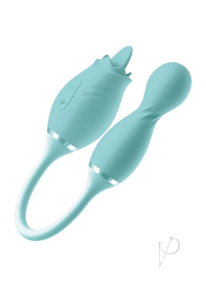 Blaze Exciter Rechargeable Silicone Dual Stimulating Vibrator - Aqua