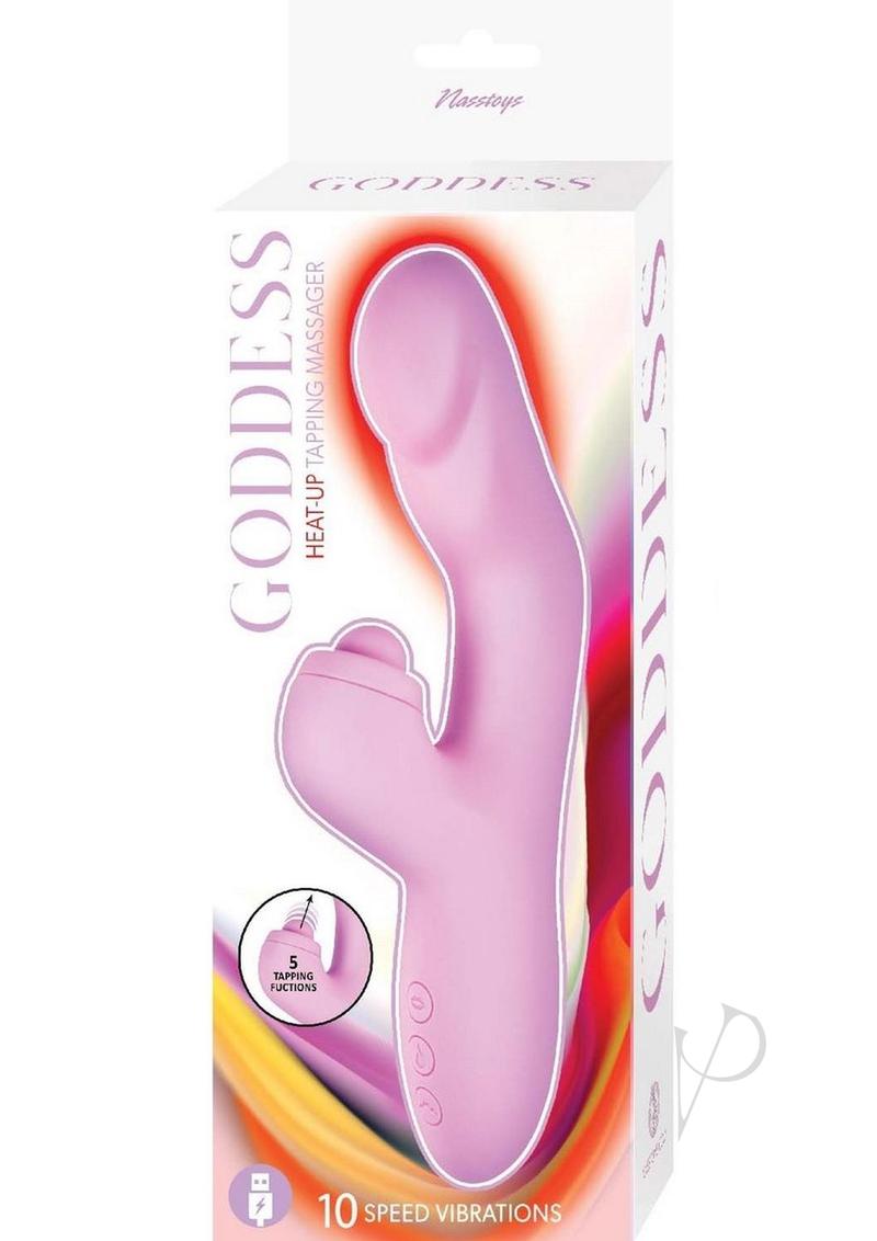 Goddess Heat Up Rechargeable Silicone Tapping Rabbit Vibrator - Lavender