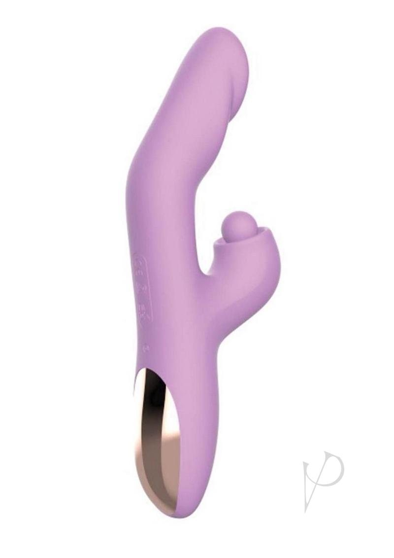Goddess Heat Up Rechargeable Silicone Tapping Rabbit Vibrator - Lavender