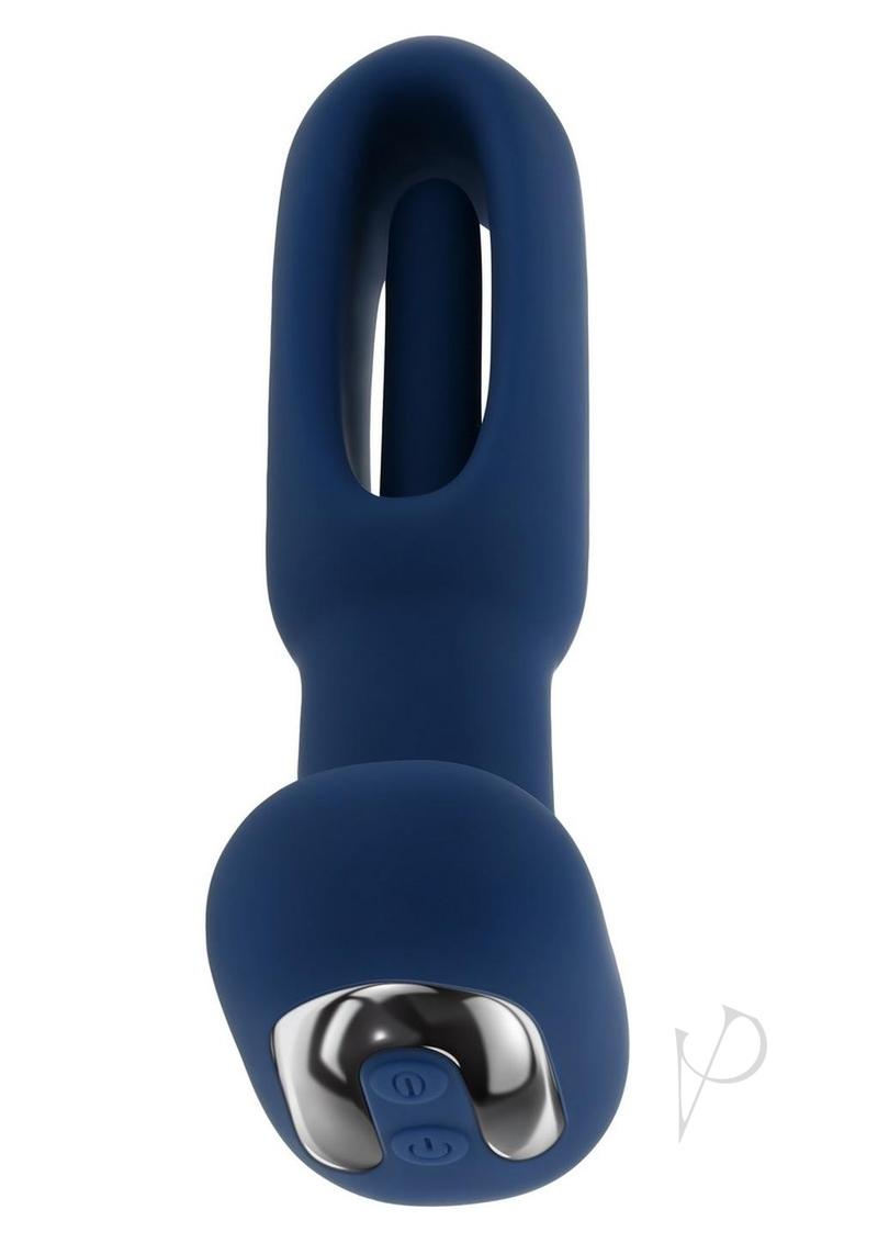 The Flapper Rechargeable Silicone Anal Plug with Remote Control - Blue