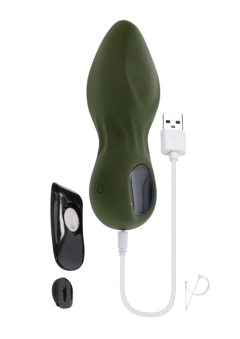 Gender X My Secret Garden Rechargeable Silicone Anal Plug with Remote Control - Green