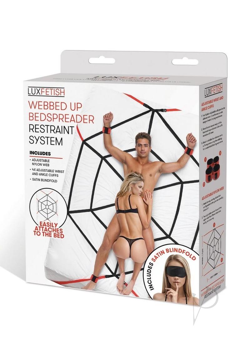 Lux Fetish Webbed Up Bedspreader Restriant System - Black/Red