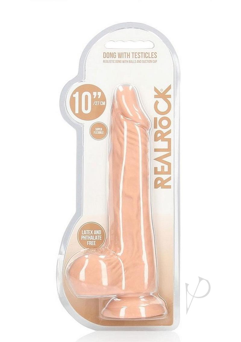 RealRock Skin Realistic Dildo with Balls 10in - Vanilla