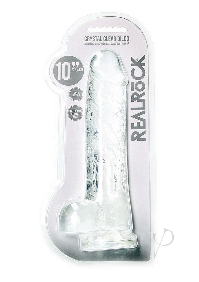 RealRock Crystal Clear Realistic Dildo with Balls 10in - Clear