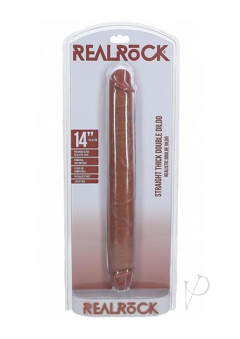 RealRock Realistic Skin Thick Double Ended Dong 14in - Caramel