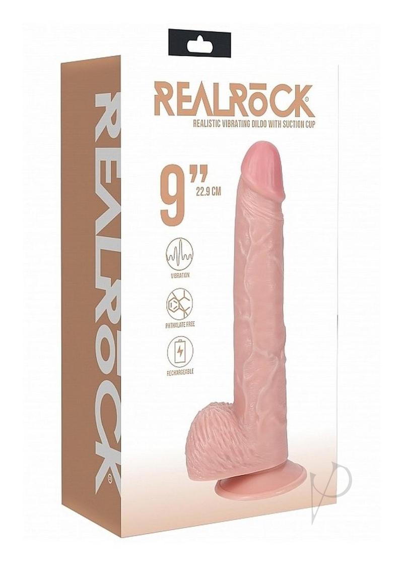 RealRock Vibrating Cock with Balls 9in - Vanilla