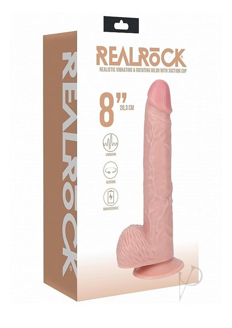 RealRock Vibrating and Rotating Cock with Balls 8in - Vanilla