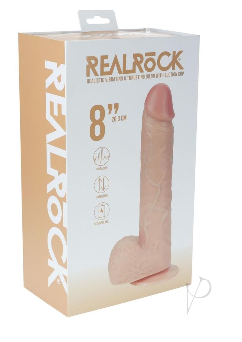 RealRock Vibrating and Thrusting Cock with Balls 8in - Vanilla
