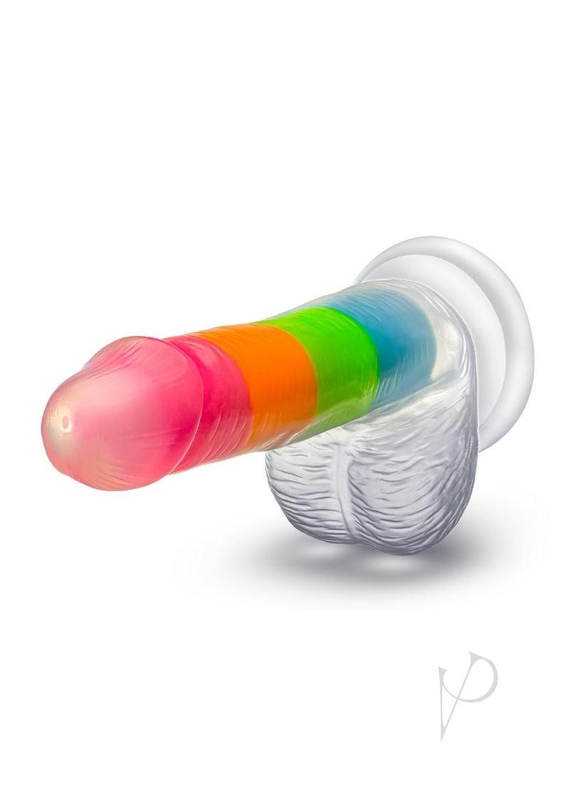 Neo Elite Glow in the Dark Silicone Rainbow Rave Dildo 6.5in - Multicolor