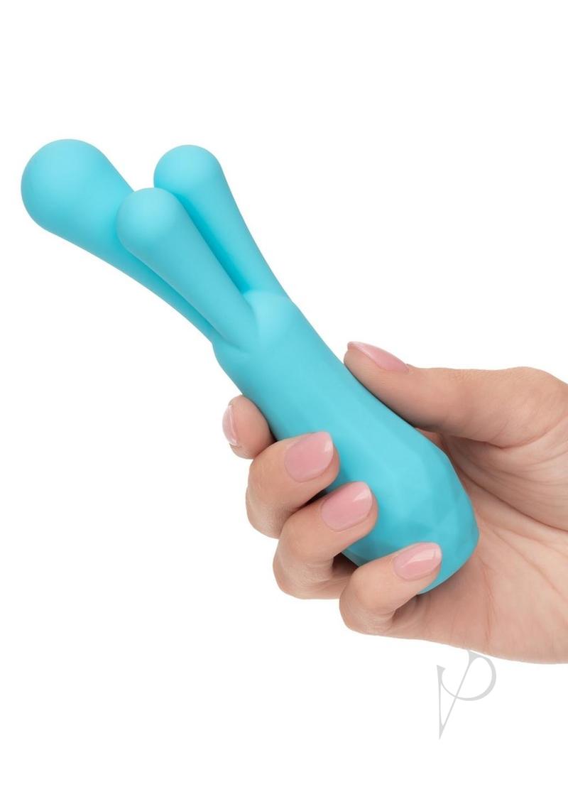 Gia Triple Teaser Silicone Rechargeable Vibrator - Blue