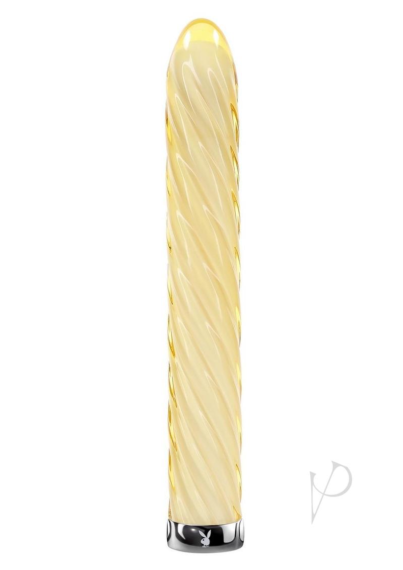 Playboy Twist of Fate Rechargeable Glass Twirling Vibrator - Yellow