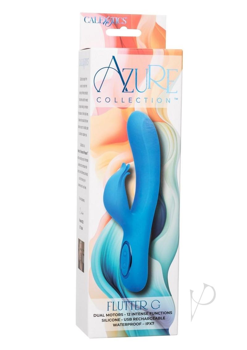 Azure Collection Flutter G Rechargeable Silicone Rabbit Vibrator - Blue