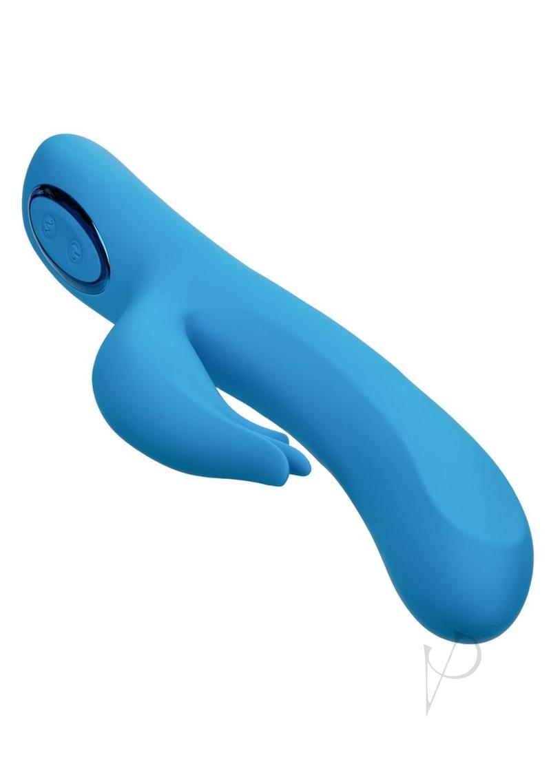 Azure Collection Flutter G Rechargeable Silicone Rabbit Vibrator - Blue