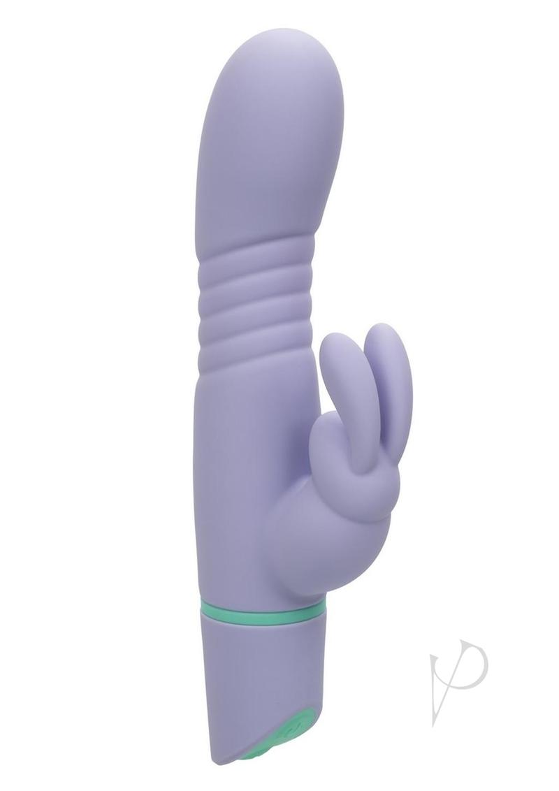 Love Bunny Thrusting Bunny Rechargeable Silicone Rabbit Vibrator - Purple/Teal
