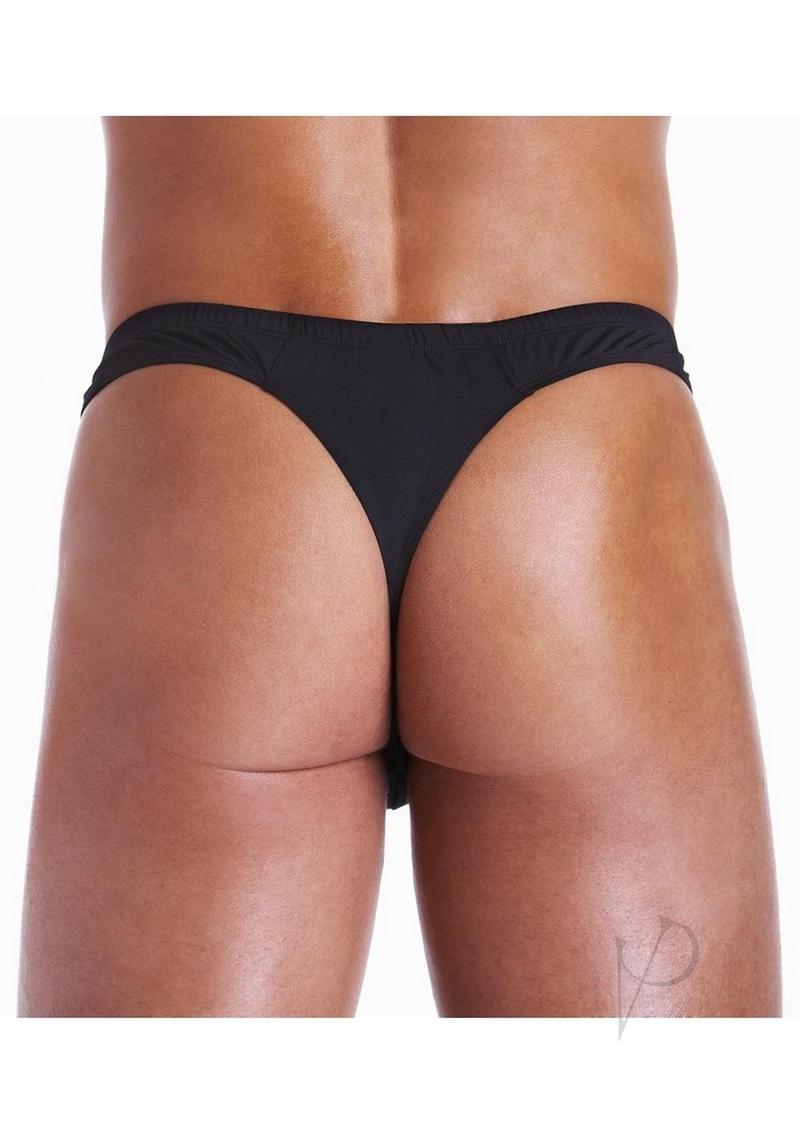 Fundies Unzip It Thong With Black Zorro Mask - OS - Black