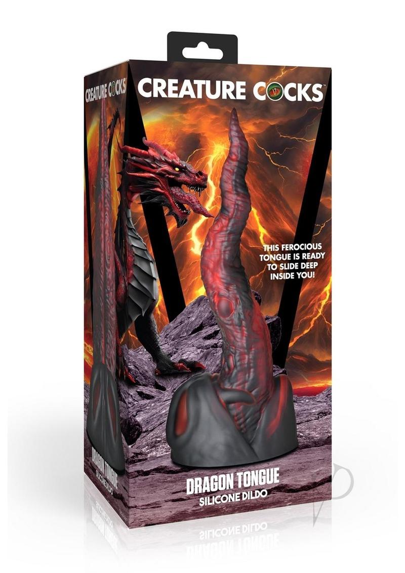Creature Cocks Dragon Tongue Silicone Dildo - Black/Red