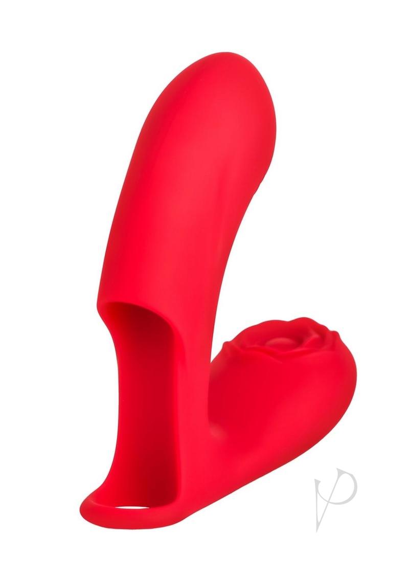 Bloomgasm Rose Touch Pulsing Rechargeable Silicone Finger Vibrator - Red