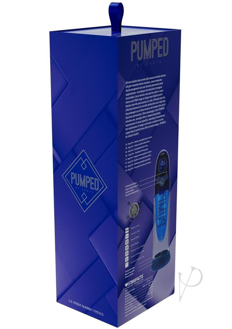 Pumped Aqua Pro Submersible Automatic Rechargeable Silicone AI Tech Enhanced Penis Pump - Blue