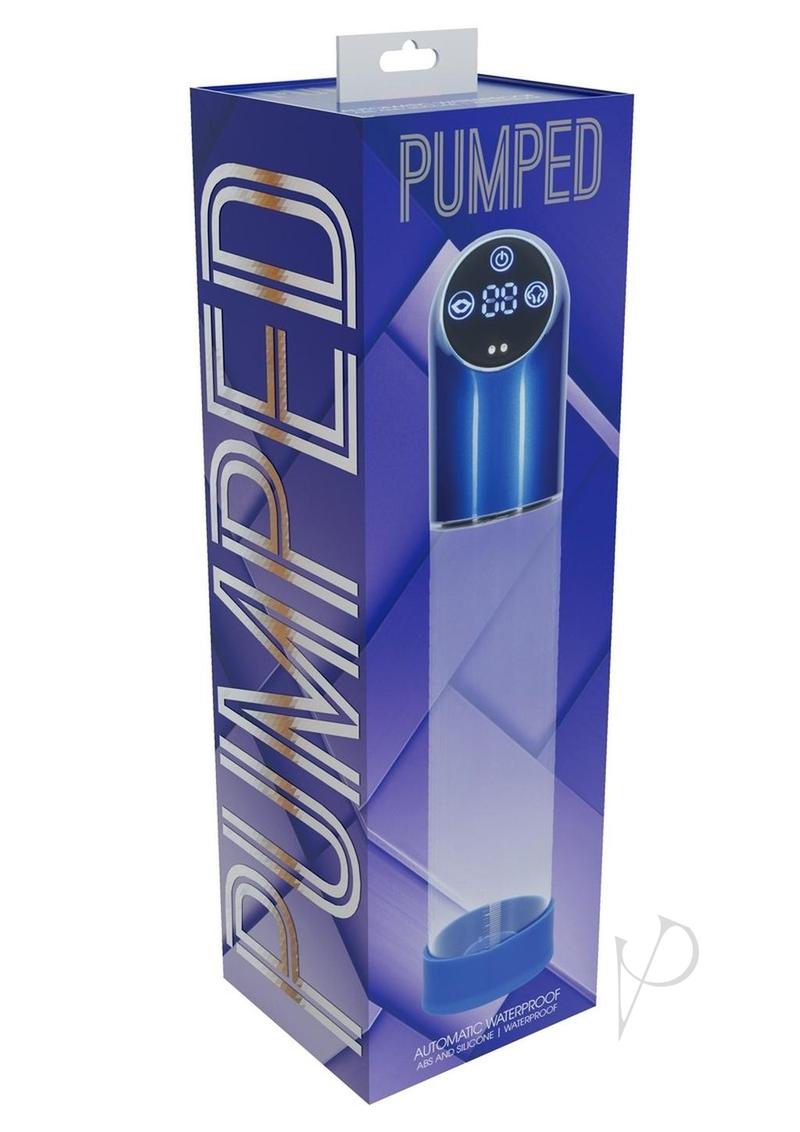 Pumped Automatic Waterproof Rechargeable Silicone Penis Pump - Metal Blue