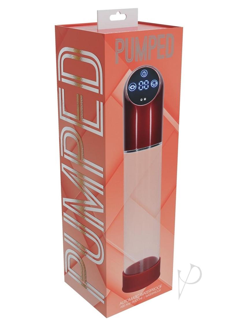 Pumped Automatic Waterproof Rechargeable Silicone Penis Pump - Metal Red