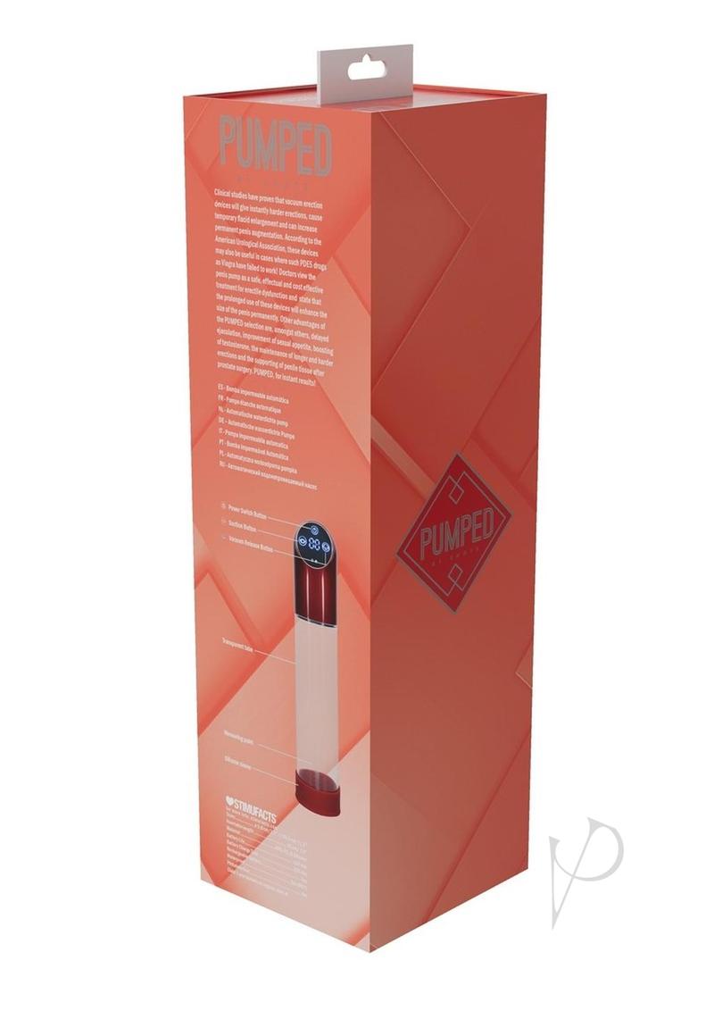 Pumped Automatic Waterproof Rechargeable Silicone Penis Pump - Metal Red