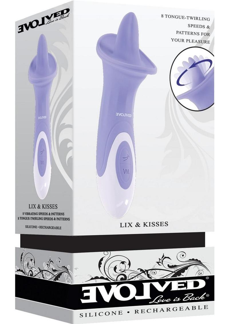 Lix and Kisses Rechargeable Silicone Clitoral Stimulator - Purple/White