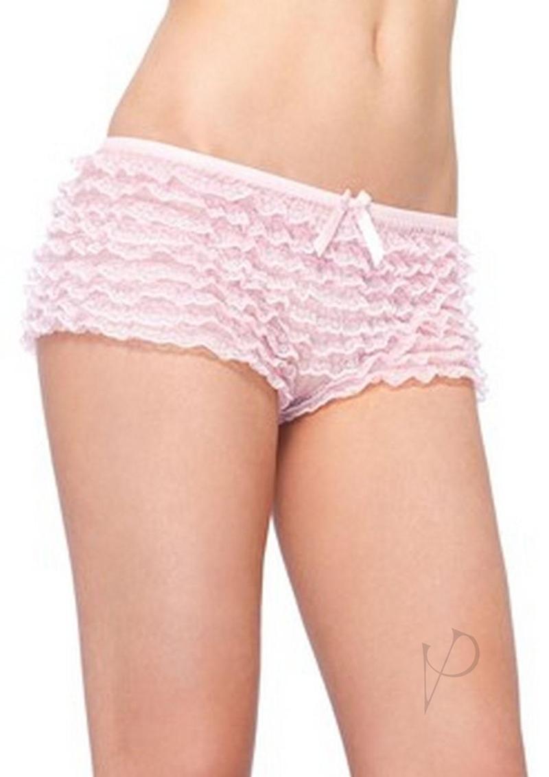 Leg Avenue Micromesh Lace Ruffle Tanga Short - OS - Pink