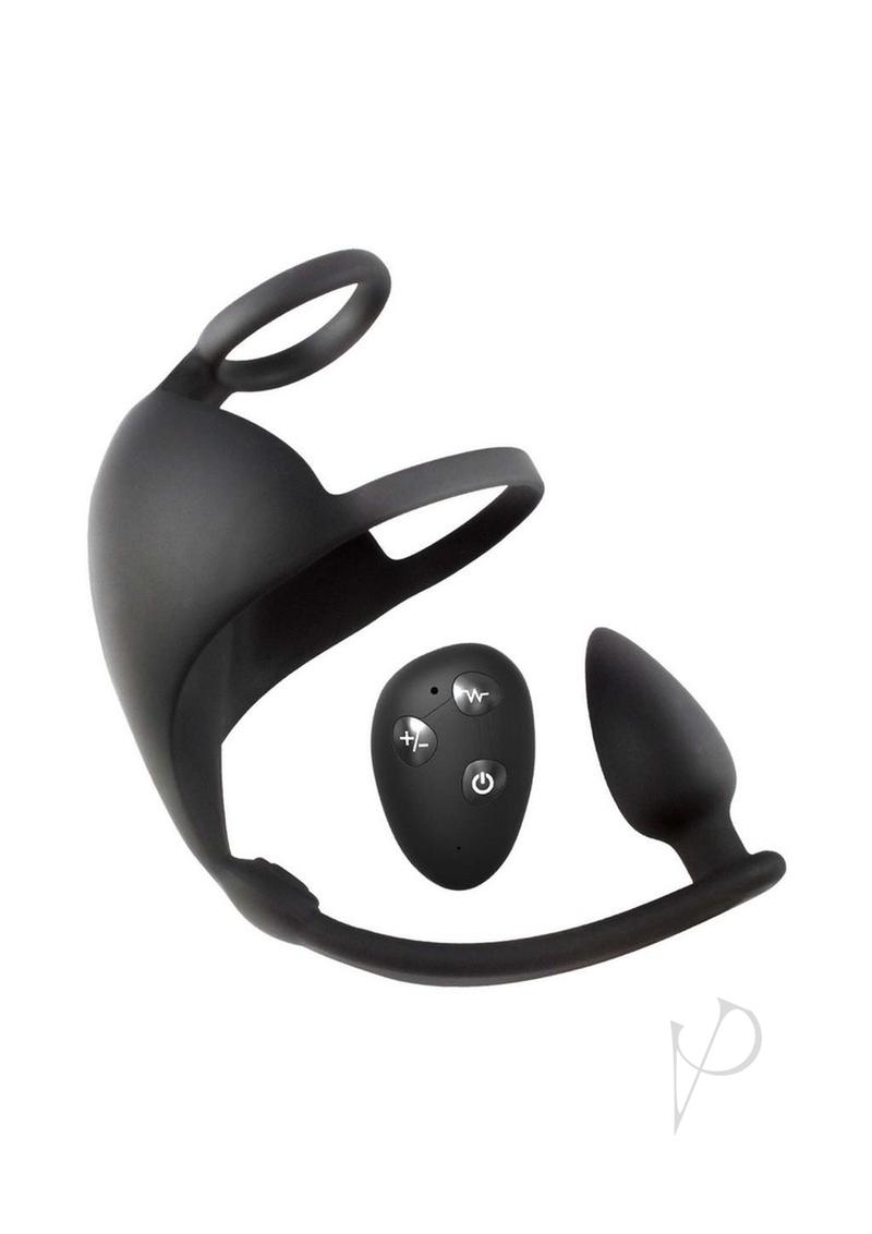 Magic Scrotum Massager Rechargeable Silicone Plug with Remote Control - Black