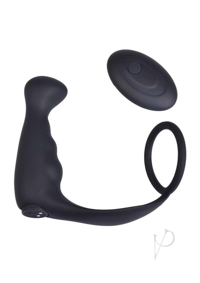Magic Slimfit Rechargeable Silicone Prostate Stimulator with Cock Ring - Black