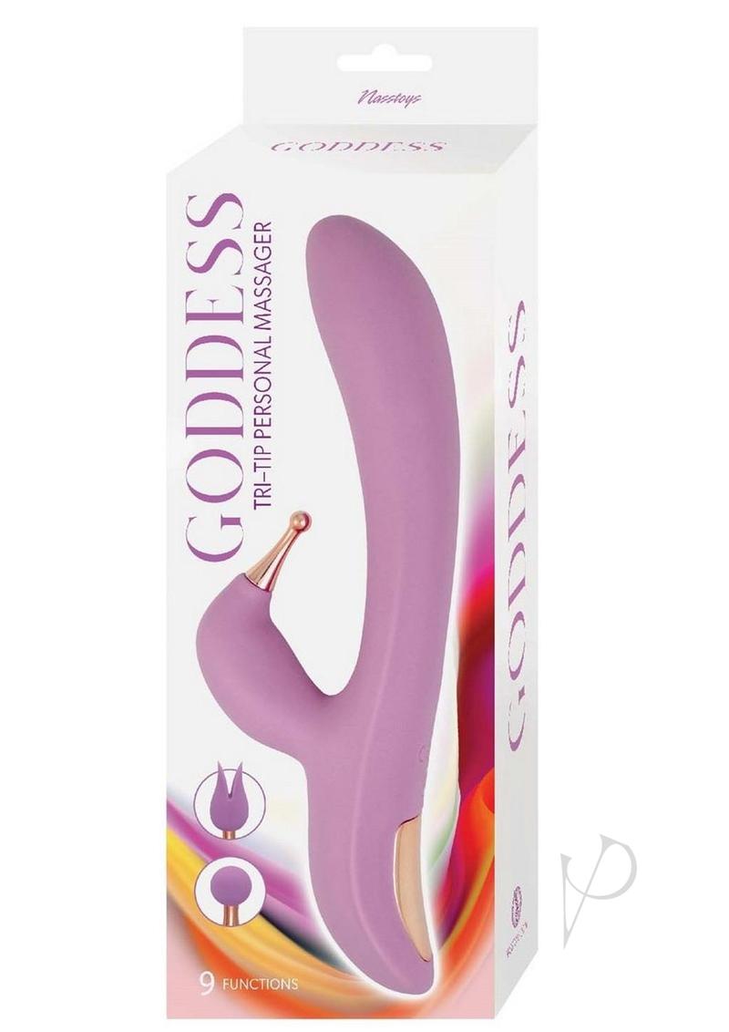Goddess Tri-Tip Rechargeable Silicone Rabbit Vibrator - Lavender