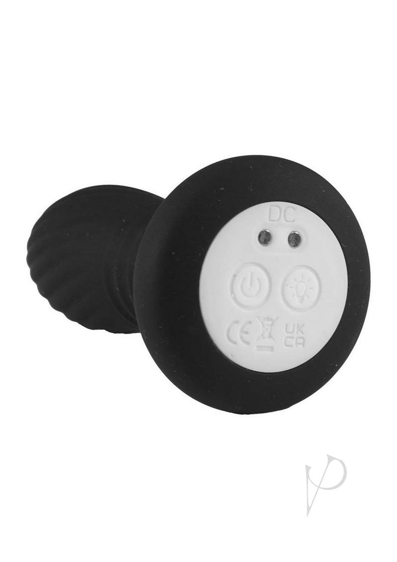 Atomic Thrusting Light-Up Twister Rechargeable Silicone Plug with Remote Control - Black