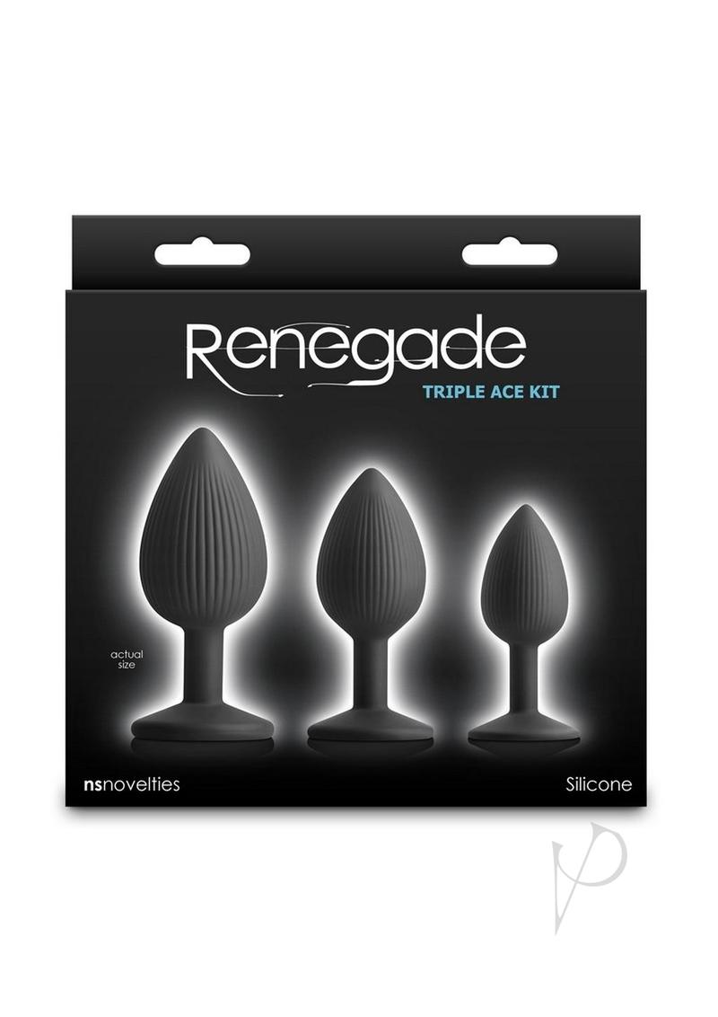 Renegade Triple Ace Silicone Anal Plugs Kit (3pc Set) - Black