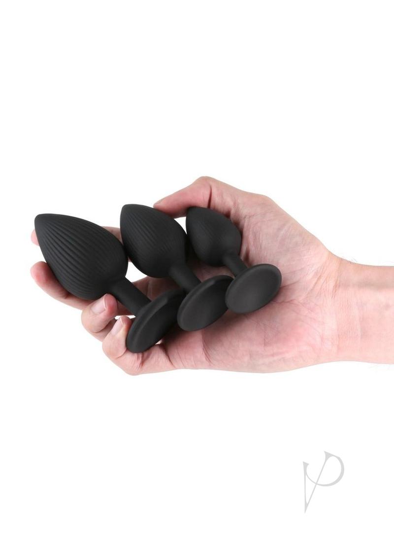 Renegade Triple Ace Silicone Anal Plugs Kit (3pc Set) - Black