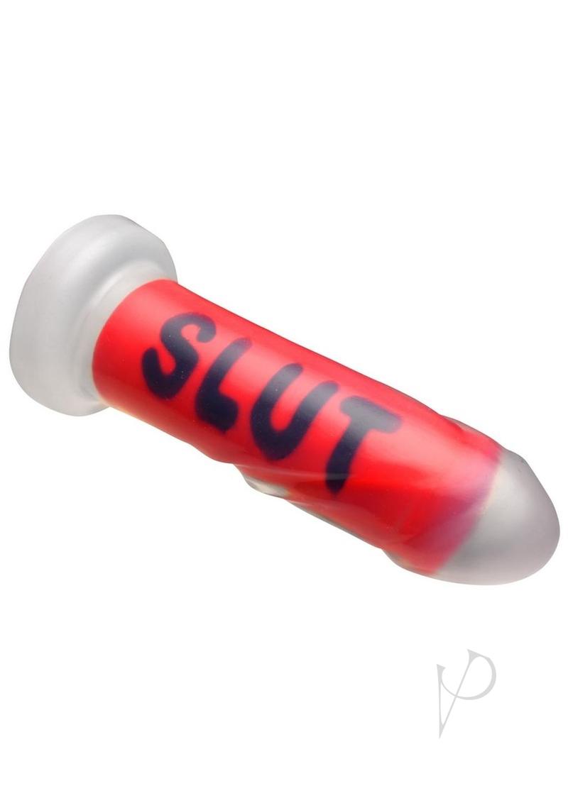 Master Series SLUT Silicone Dildo - Red/Black/Clear