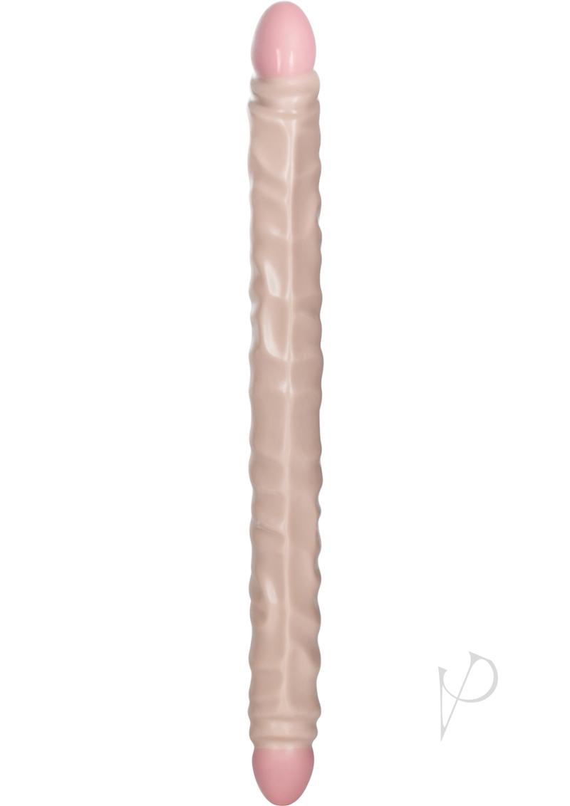 Slim Jim Duo Veined Super Slim Double Dildo 17in Vanilla