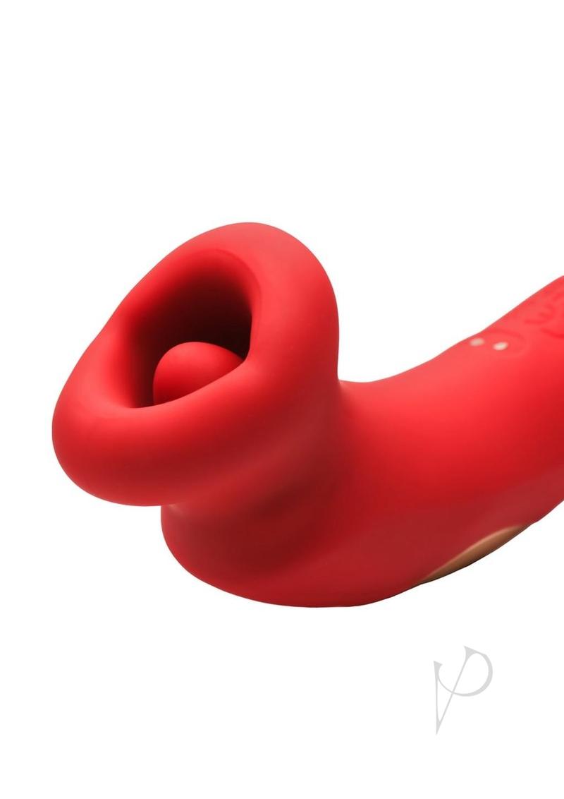 Lickgasm Plump Rechargeable Silicone Kiss Sucking and Vibrating Clitoral Stimulator - Red
