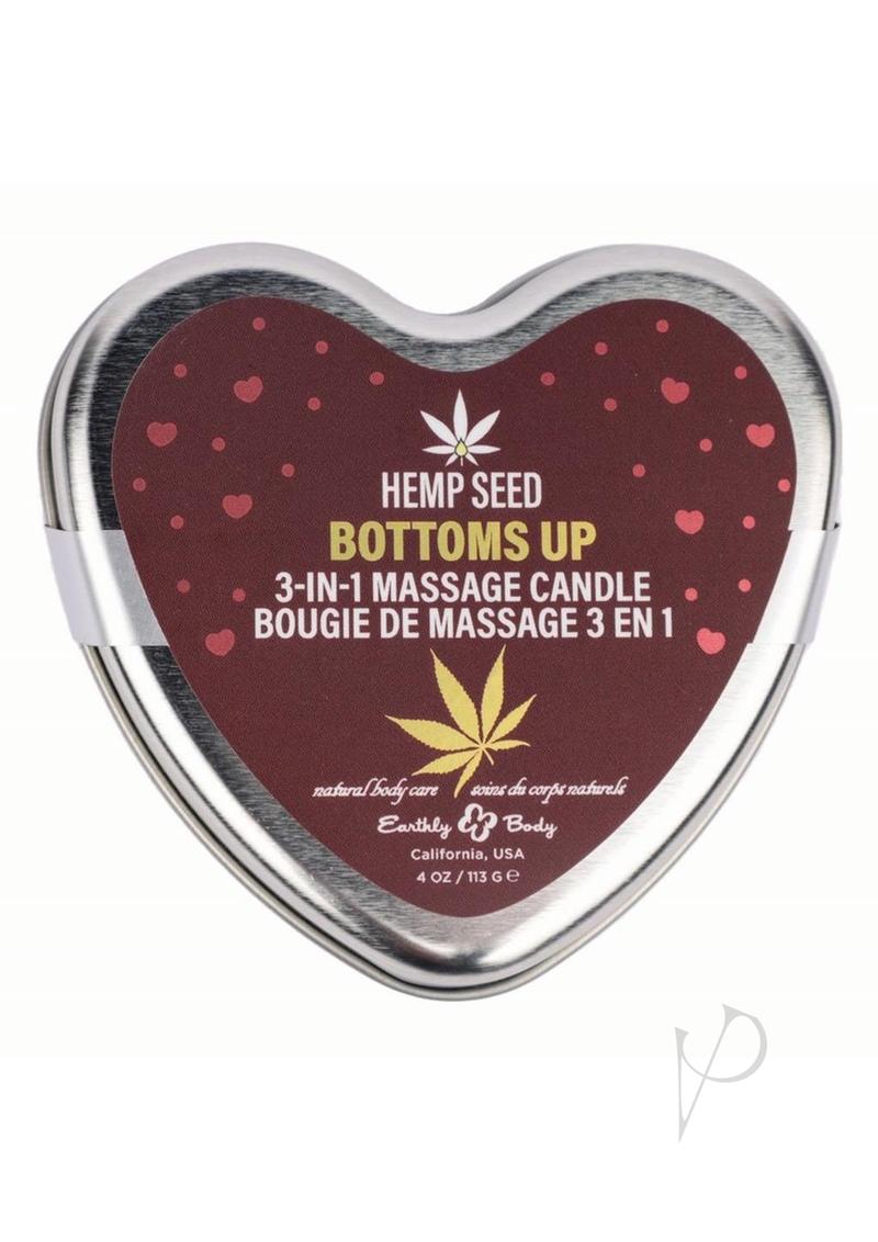 Hemp Seed 3-in-1 Valentines 2025 Massage Candle Bottom`s Up 4.7oz