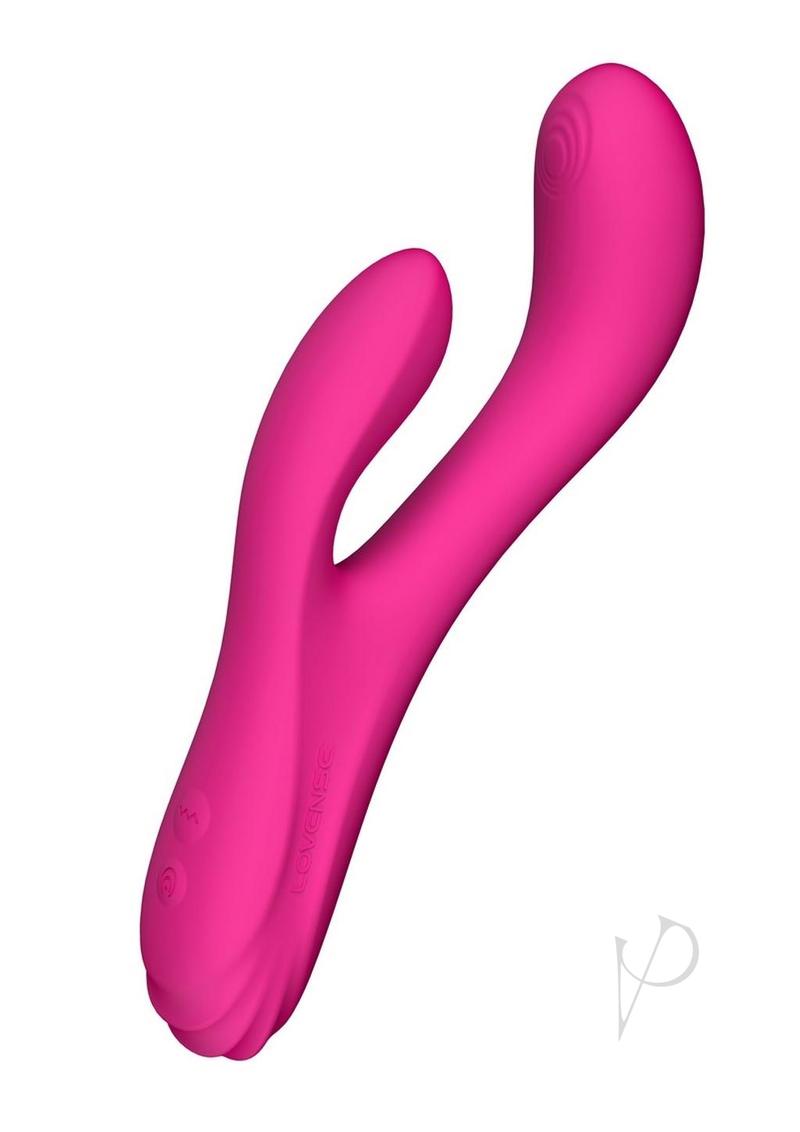 Lovense OSCI 3 Rechargeable Silicone Warming G-Spot Vibrator With Clitoral Stimulator - Pink