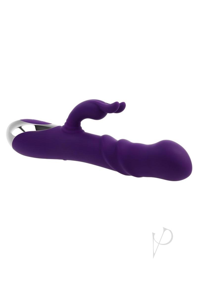 Playboy Bunny Punch Rechargeable Silicone Rabbit Vibrator with Twirly G-Spot Head - Purple