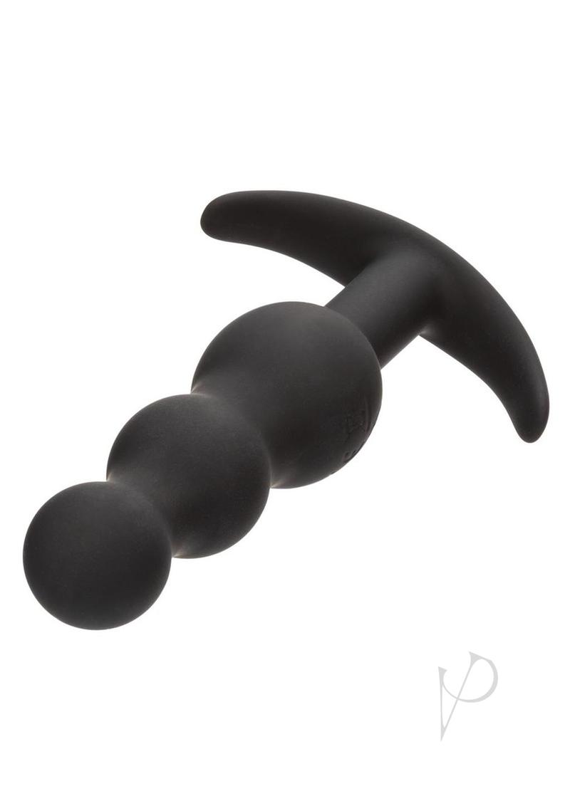 Boundless Vibrating Beaded Plug Rechargeable Silicone Anal Plug - Black