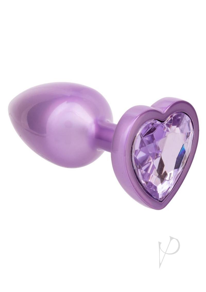 Jewel Amethyst Heart Anal Plug - Small - Purple